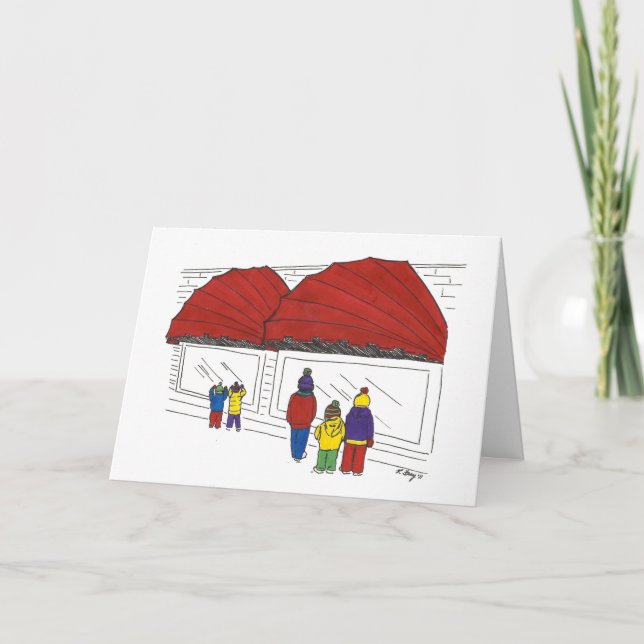 Tarjeta Festiva NYC Quinta Avenida Ventana Navidades de compras va (Anverso)