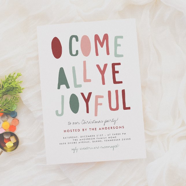 Tarjeta Festiva O Come All Ye Joyful | Fiesta de Navidades (Subido por el creador)