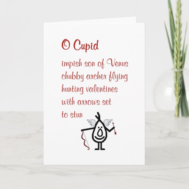 Tarjeta Festiva O Cupid - un poema gracioso para tu valentina (Anverso)