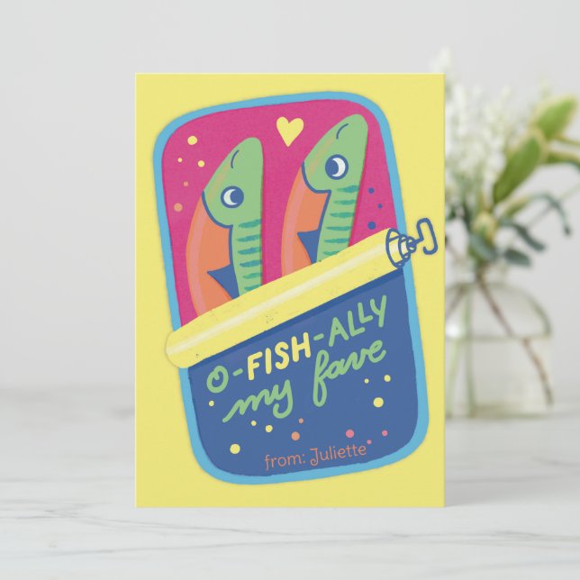 Tarjeta Festiva O-fish-ally My Fave - Valentine Holiday (Anverso de pie)