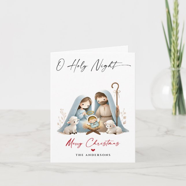 Tarjeta Festiva O Navidades de la noche sagrada Natividad Escena f (Anverso)