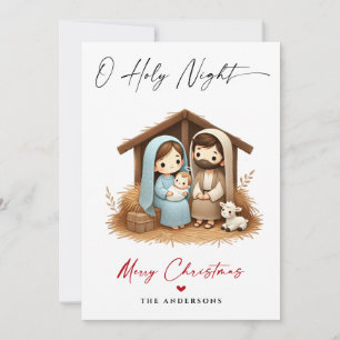 Tarjeta Festiva O Navidades de la noche sagrada Natividad Escena f