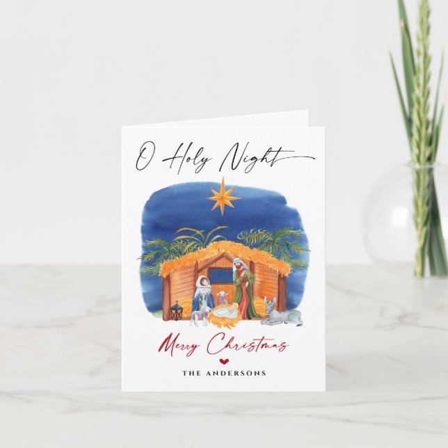 Tarjeta Festiva O Navidades de la noche sagrada Natividad Escena f (Anverso)