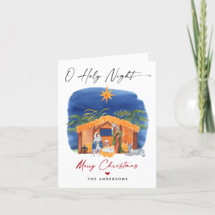 Tarjeta Festiva O Navidades de la noche sagrada Natividad Escena f