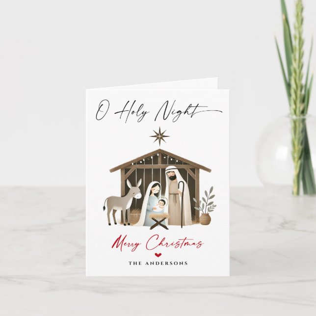 Tarjeta Festiva O Navidades de la noche sagrada Natividad Escena f (Anverso)