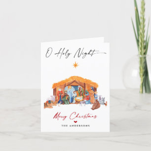 Tarjeta Festiva O Navidades de la noche sagrada Natividad Escena f