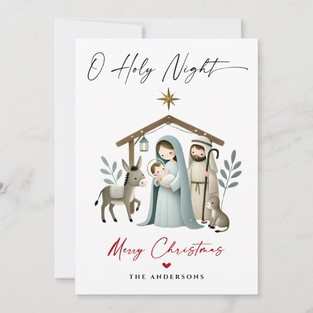 Tarjeta Festiva O Navidades de la noche sagrada Natividad Escena f (Anverso)