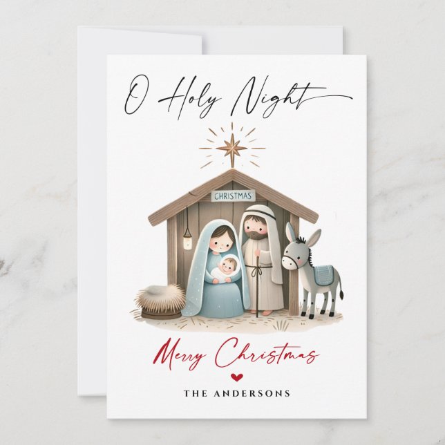 Tarjeta Festiva O Navidades de la noche sagrada Natividad Escena f (Anverso)