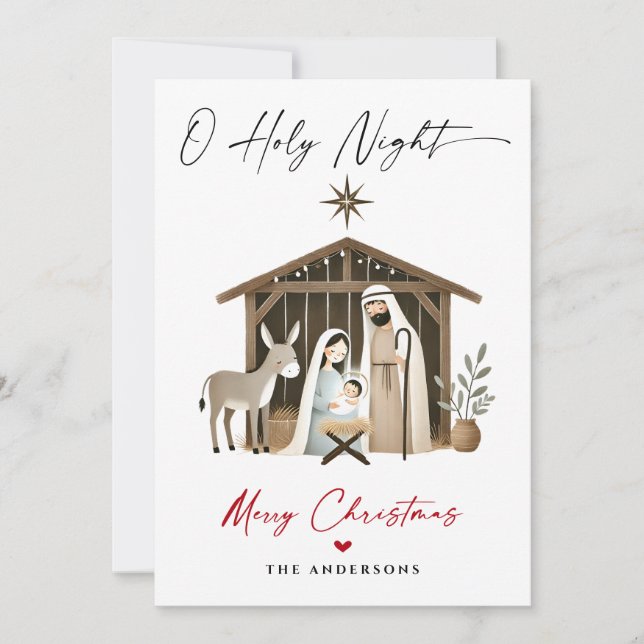 Tarjeta Festiva O Navidades de la noche sagrada Natividad Escena f (Anverso)