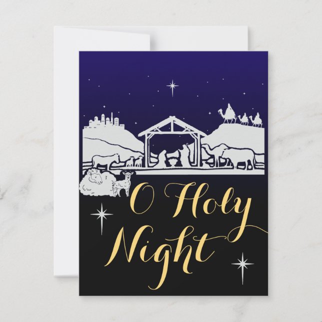 Tarjeta Festiva O Navidades de la Santa Noche Carol Natividad Esce (Anverso)