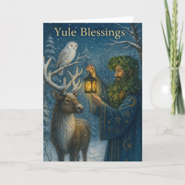 Tarjeta Festiva Oak King Yule Card (Anverso)