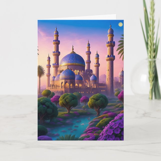Tarjeta Festiva Oasis del castillo de Minaret (Anverso)