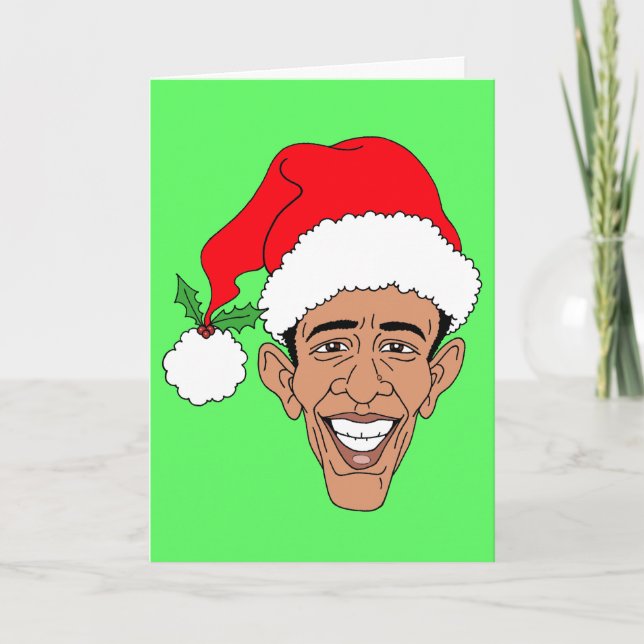 Tarjeta Festiva Obama Claus (Anverso)