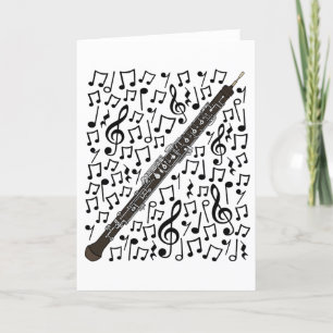 Tarjeta Festiva Oboe Musical Notes Woodwind Music Teacher