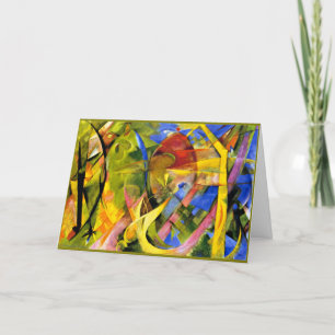 Tarjeta Festiva Obra abstracta de Franz Marc, formas alegres