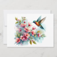 Obra artística de colibrí floral/primavera