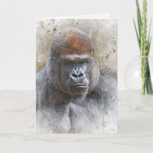 Tarjeta Festiva Obra de arte de safari de gorilas en la jungla par