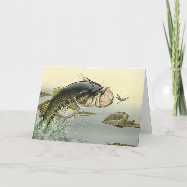 Tarjeta Festiva Obra de arte ganadora para niños: lubina grande (Anverso)