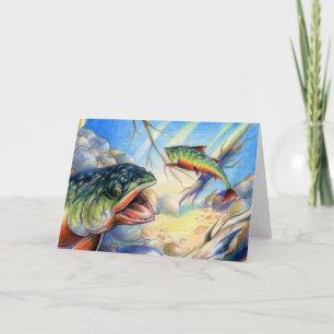 Tarjeta Festiva Obra de arte ganadora para niños: trucha de brook