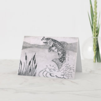 Tarjeta Festiva Obra de arte ganadora para niños: trucha de brook