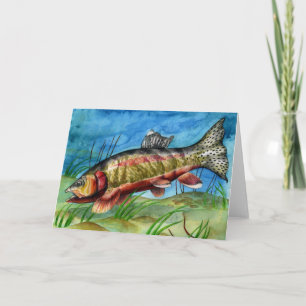 Tarjeta Festiva Obra de arte ganadora para niños: trucha dorada