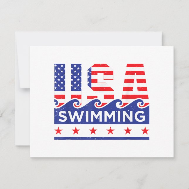 Tarjeta Festiva Obras De Arte De Natación En Estados Unidos Para U (Anverso)