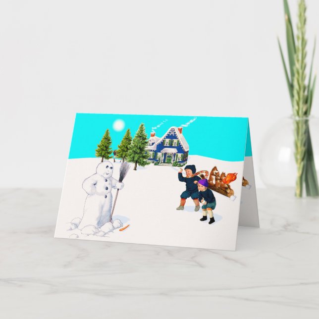 Tarjeta Festiva Observar las diferencias en el juego de Snowman Sn (Anverso)