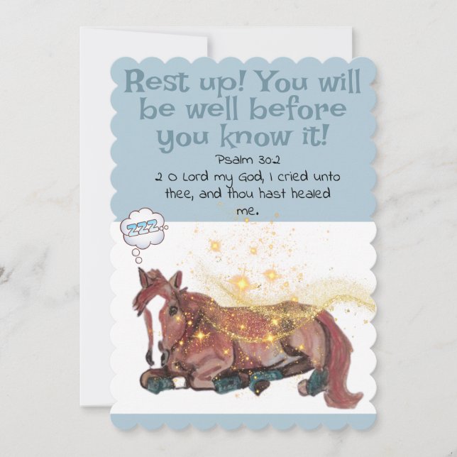 Tarjeta Festiva obtener una buena carta, caballo, escritura (Anverso)