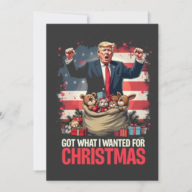Tarjeta Festiva Obtuve lo que quería para los Navidades Trump Sant (Anverso)