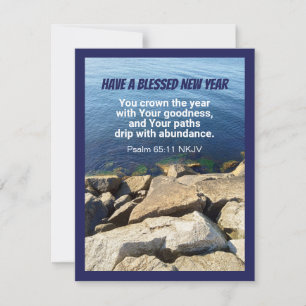 Tarjeta Festiva Océano Azul Feliz Año Nuevo Fe Cristiana