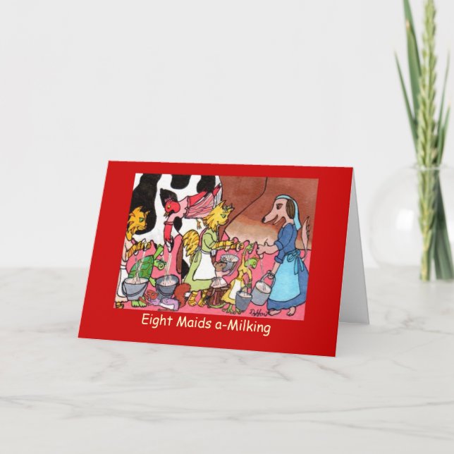 Tarjeta Festiva Ocho mucamas a-Milling (Anverso)