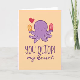 Tarjeta Festiva Octopi mi El día de San Valentín cómico del pulpo