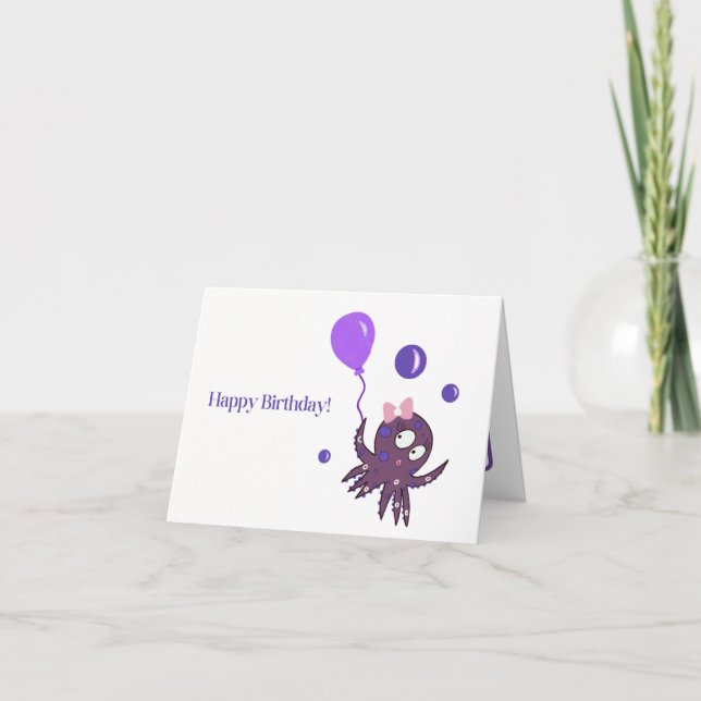 Tarjeta Festiva Octopus de cumpleaños (Anverso)