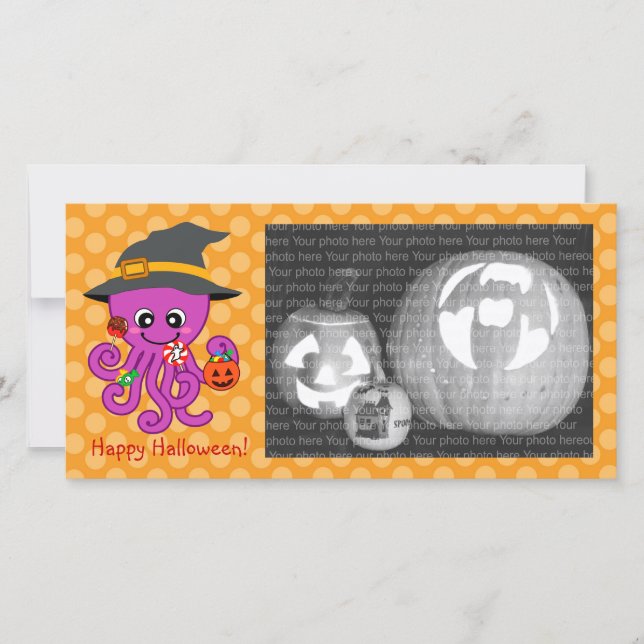 Tarjeta Festiva Octopus de Halloween (Anverso)