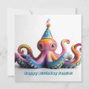 Tarjeta Festiva Octopus fiesta - Diseño de cumpleaños lindo