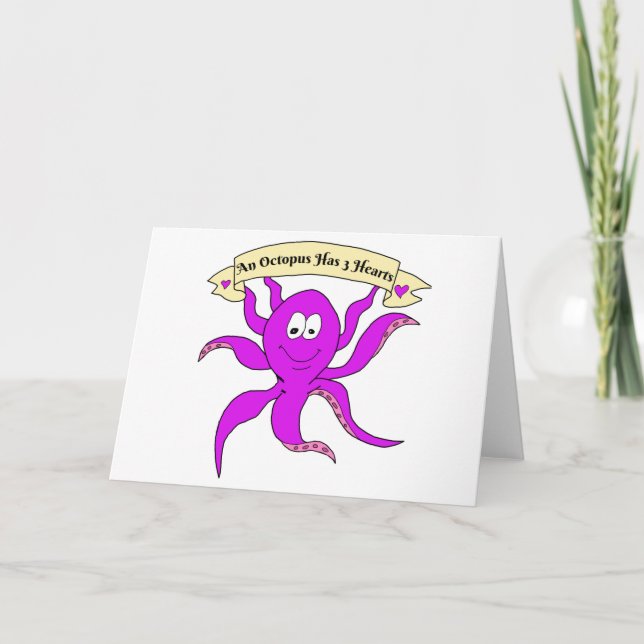 Tarjeta Festiva Octopus Hearts Funny El día de San Valentín Gift C (Anverso)