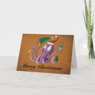 Tarjeta Festiva Octopus navidades
