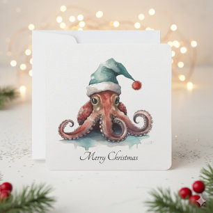 Tarjeta Festiva Octopus navidades, personalizable