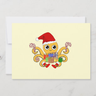 Tarjeta Festiva Octopus Sobre Los Navidades
