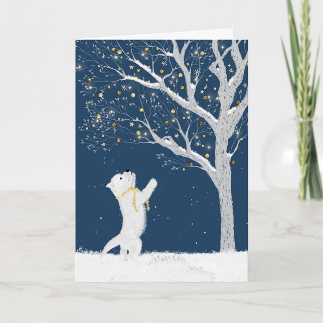 Tarjeta Festiva Ocupación y árbol en la nieve (Anverso)