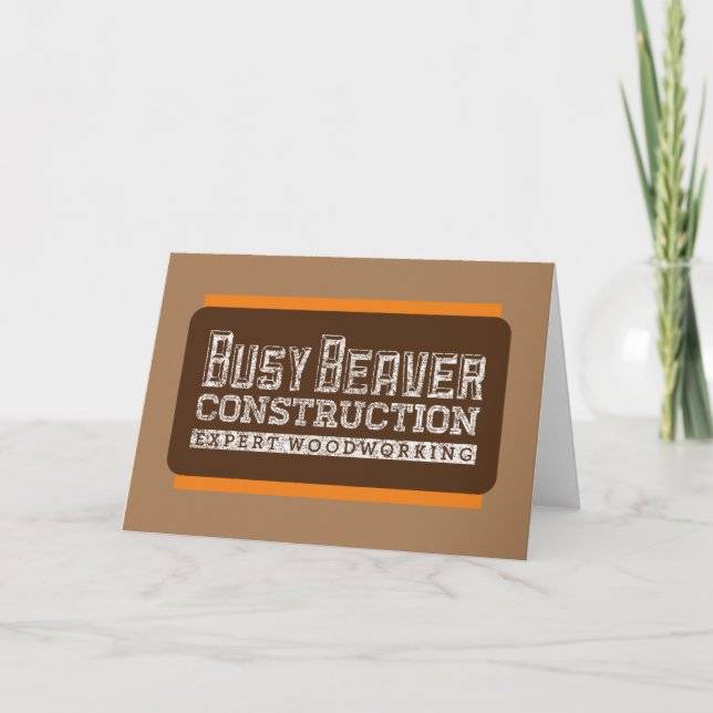 Tarjeta Festiva Ocupado Beaver Construcción Naranja Blanco Gfx Bro (Anverso)