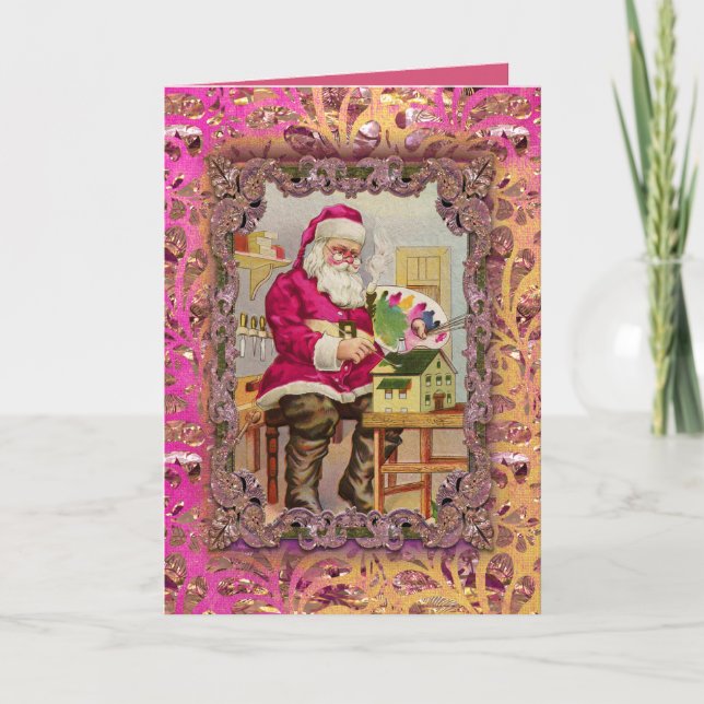 Tarjeta Festiva Ocupado Santa Victorian (Anverso)