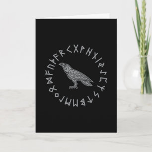 Tarjeta Festiva Odin Cuervo Cuervo Mitología Vikinga runas rúnico
