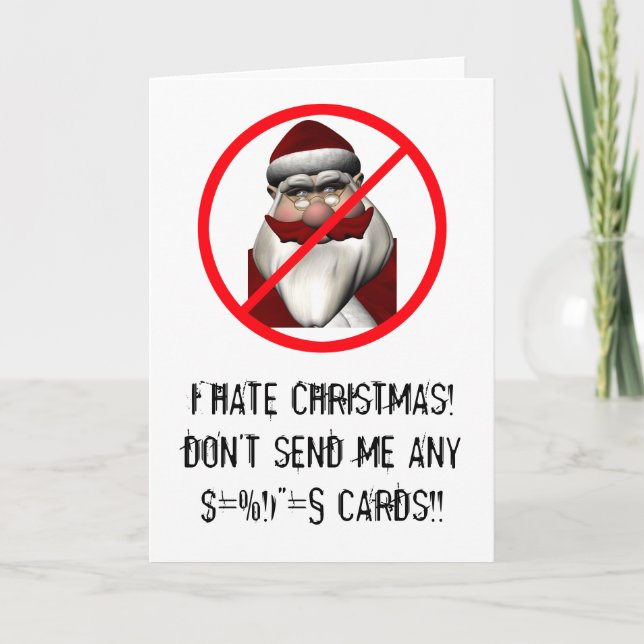 Tarjeta Festiva Odio a los Navidades (Anverso)