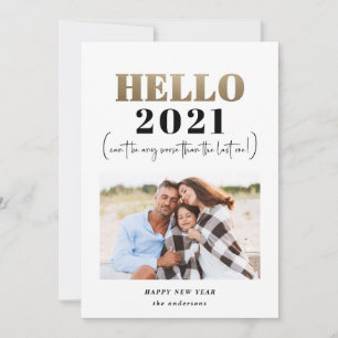 Tarjeta Festiva Odiosa tipografía moderna oro hola Año Nuevo foto