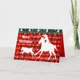 Tarjeta Festiva Oeste Rodeo Cowboy Calf Roping Plantado