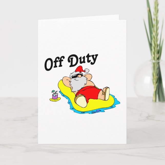 Tarjeta Festiva Off Duty Santa (Tomar el sol) (Anverso)
