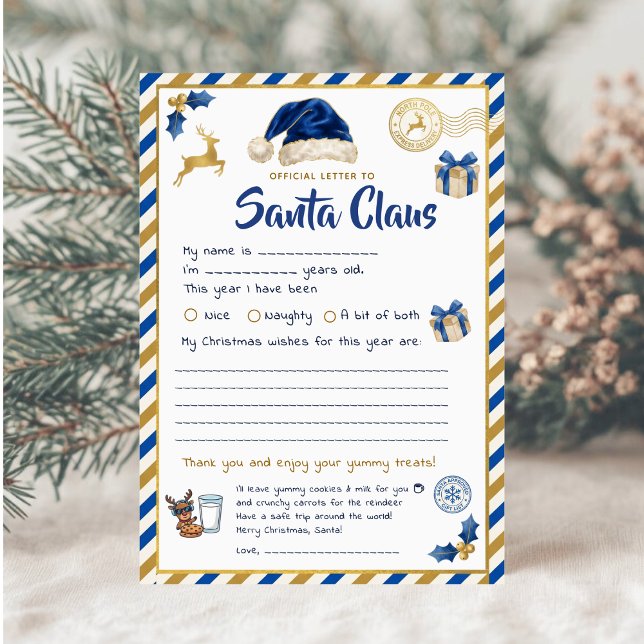 Tarjeta Festiva Official Letter to Santa Claus | Blue Gold Kids (Subido por el creador)