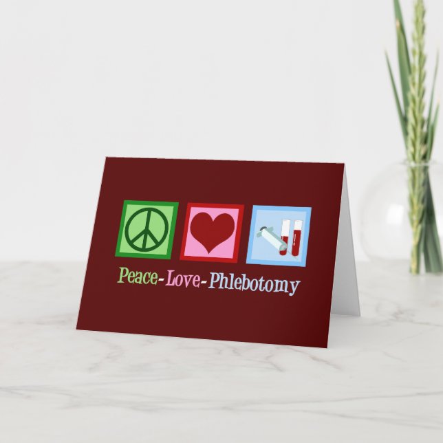 Tarjeta Festiva Oficina de Phlebotomist Peace Love Phlebotomy (Anverso)