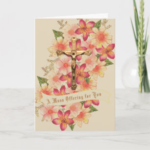Tarjeta Festiva Ofrenda de la Misa Católica Cáliz de Oro Floral de